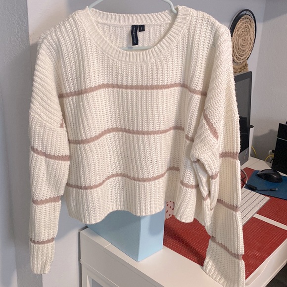 moon & madison Sweaters - Oversized white stripes sweater